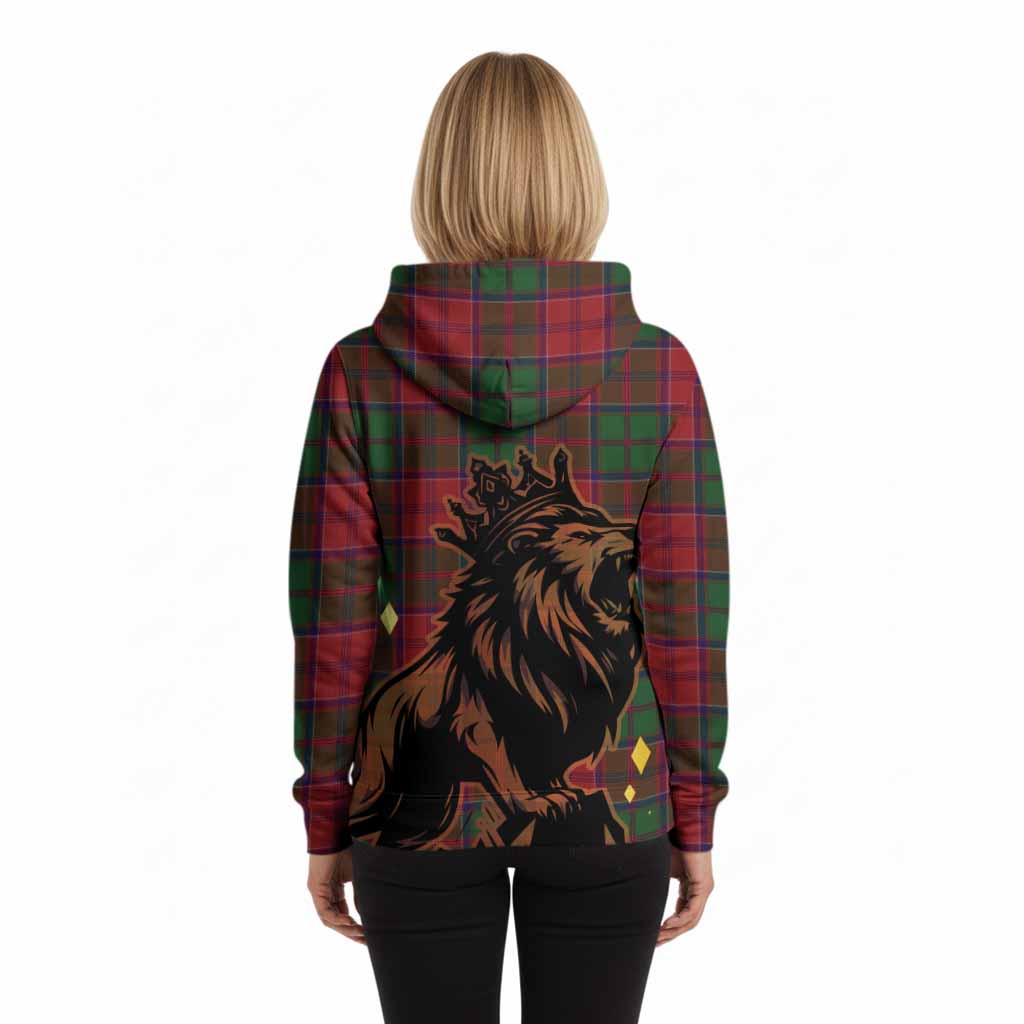 Grant Tartan Family Crest Hoodie Crowned Lion Roaring
