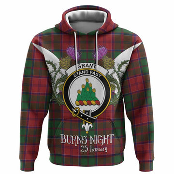 Grant Tartan Family Crest Hoodie Scottish Burns Night Thistle Floral