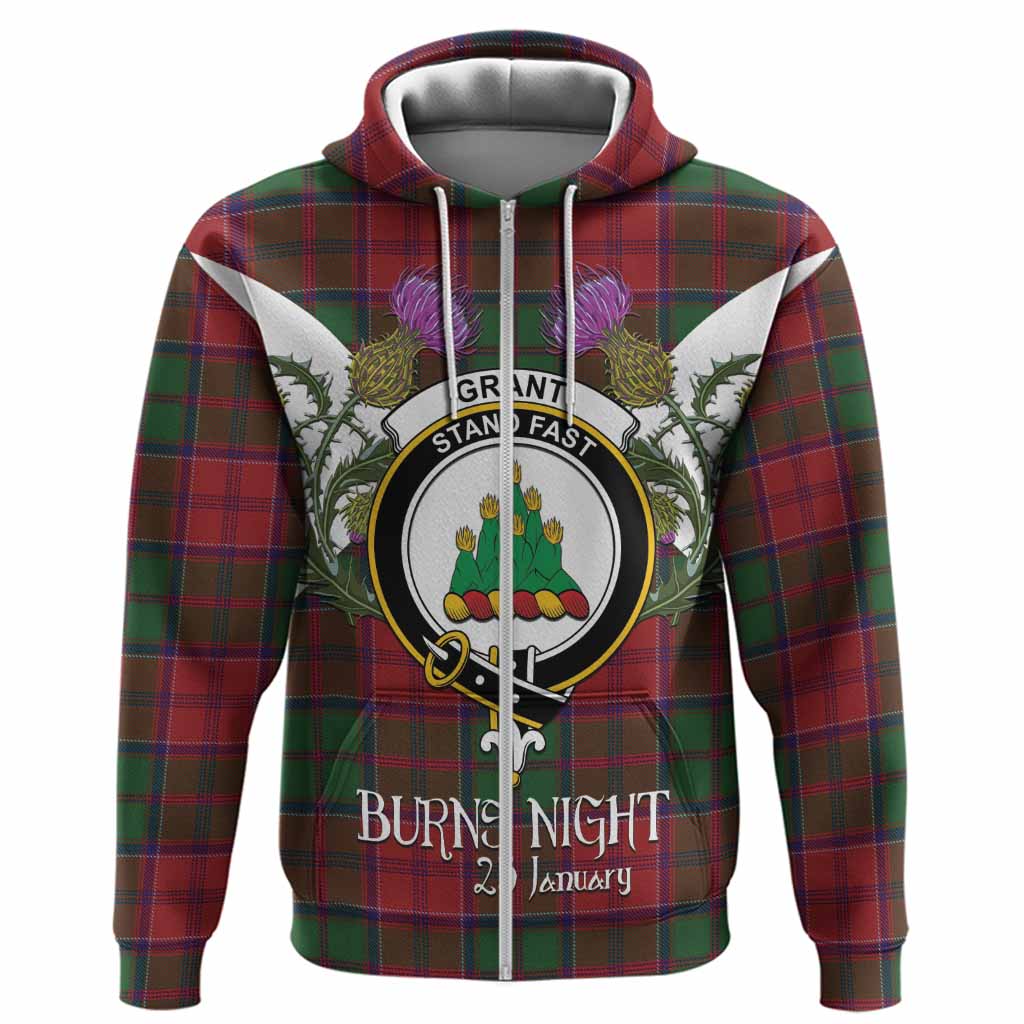 Grant Tartan Family Crest Hoodie Scottish Burns Night Thistle Floral