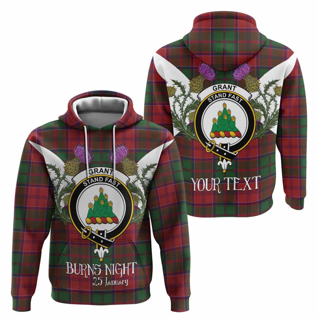 Grant Tartan Family Crest Hoodie Scottish Burns Night Thistle Floral