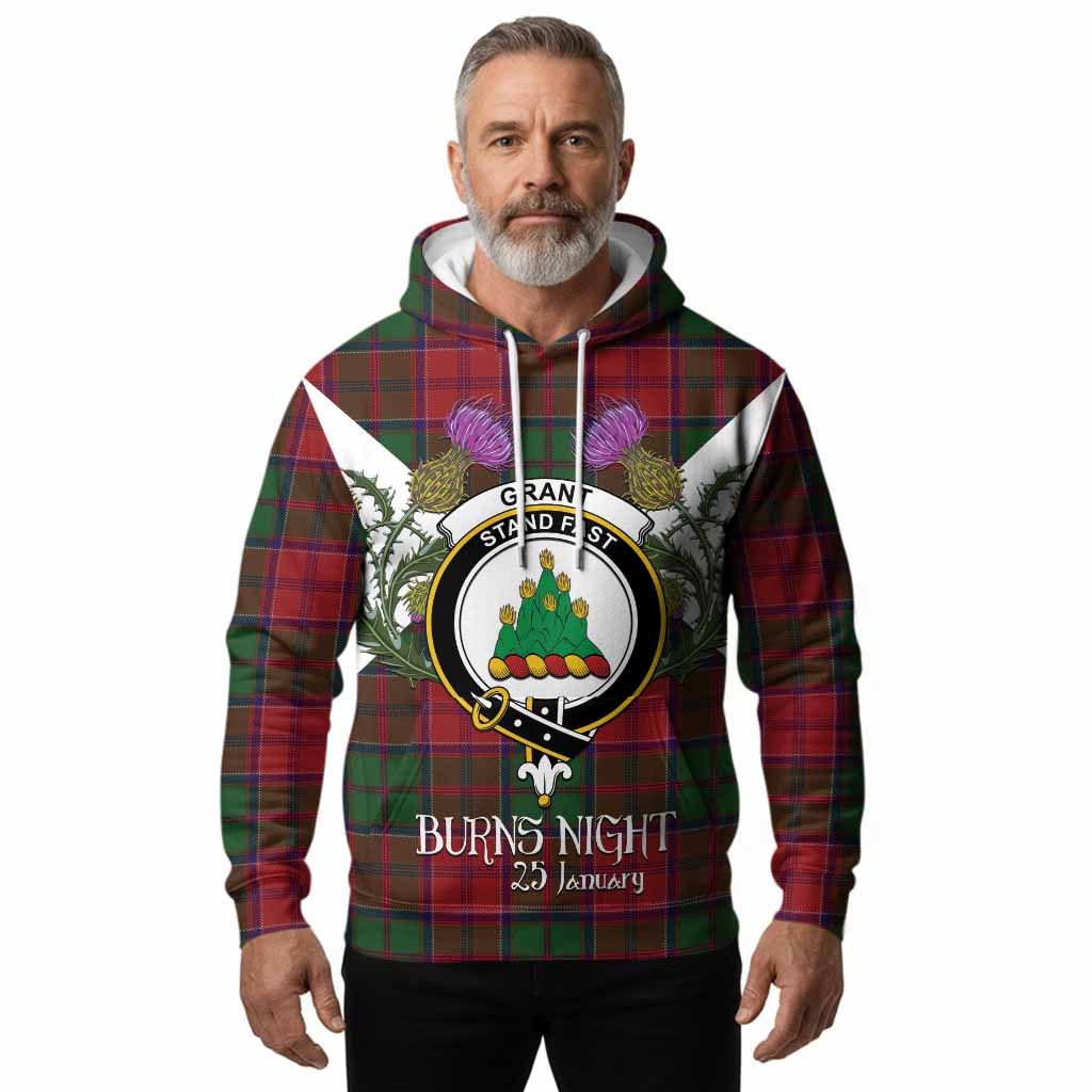 Grant Tartan Family Crest Hoodie Scottish Burns Night Thistle Floral