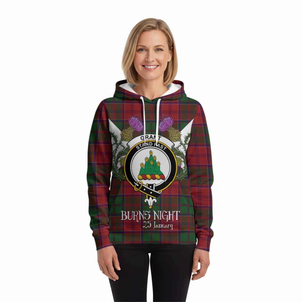 Grant Tartan Family Crest Hoodie Scottish Burns Night Thistle Floral