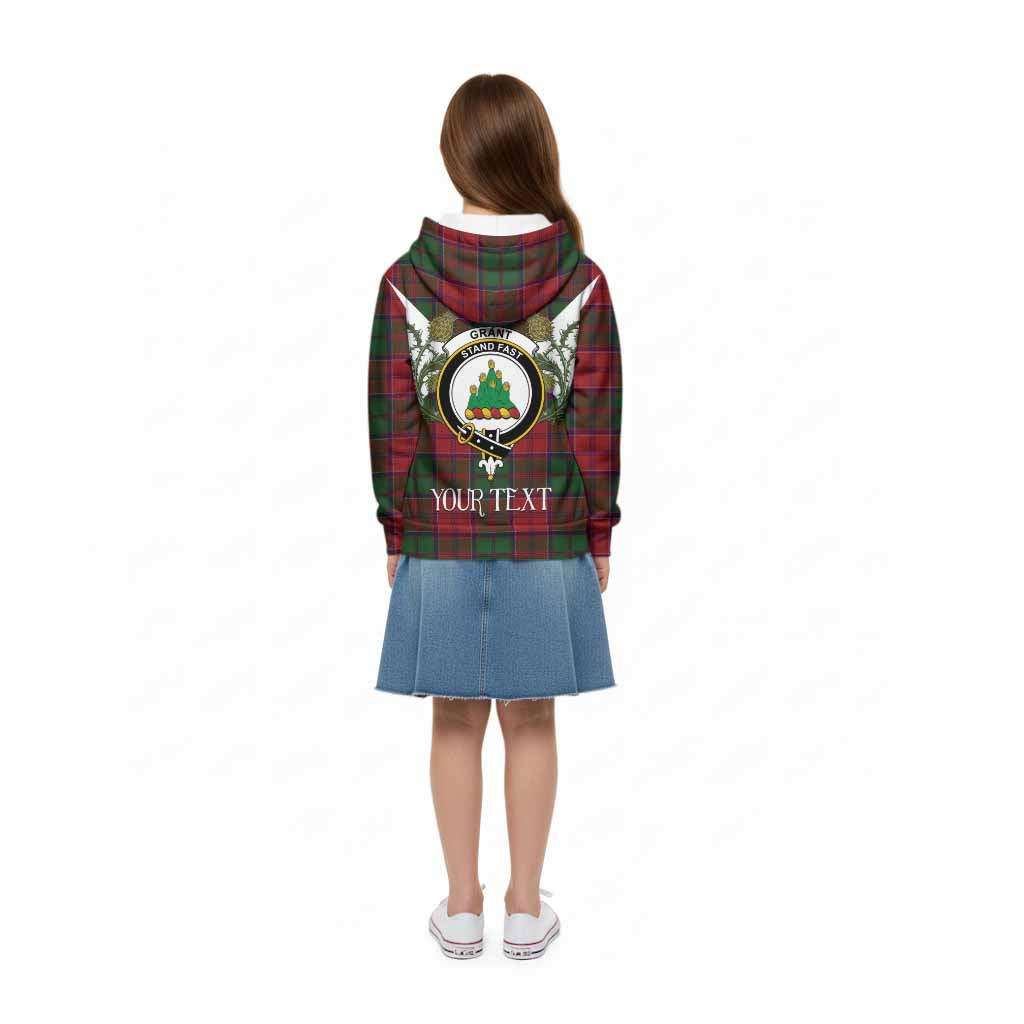 Grant Tartan Family Crest Kid Hoodie Scottish Burns Night Thistle Floral