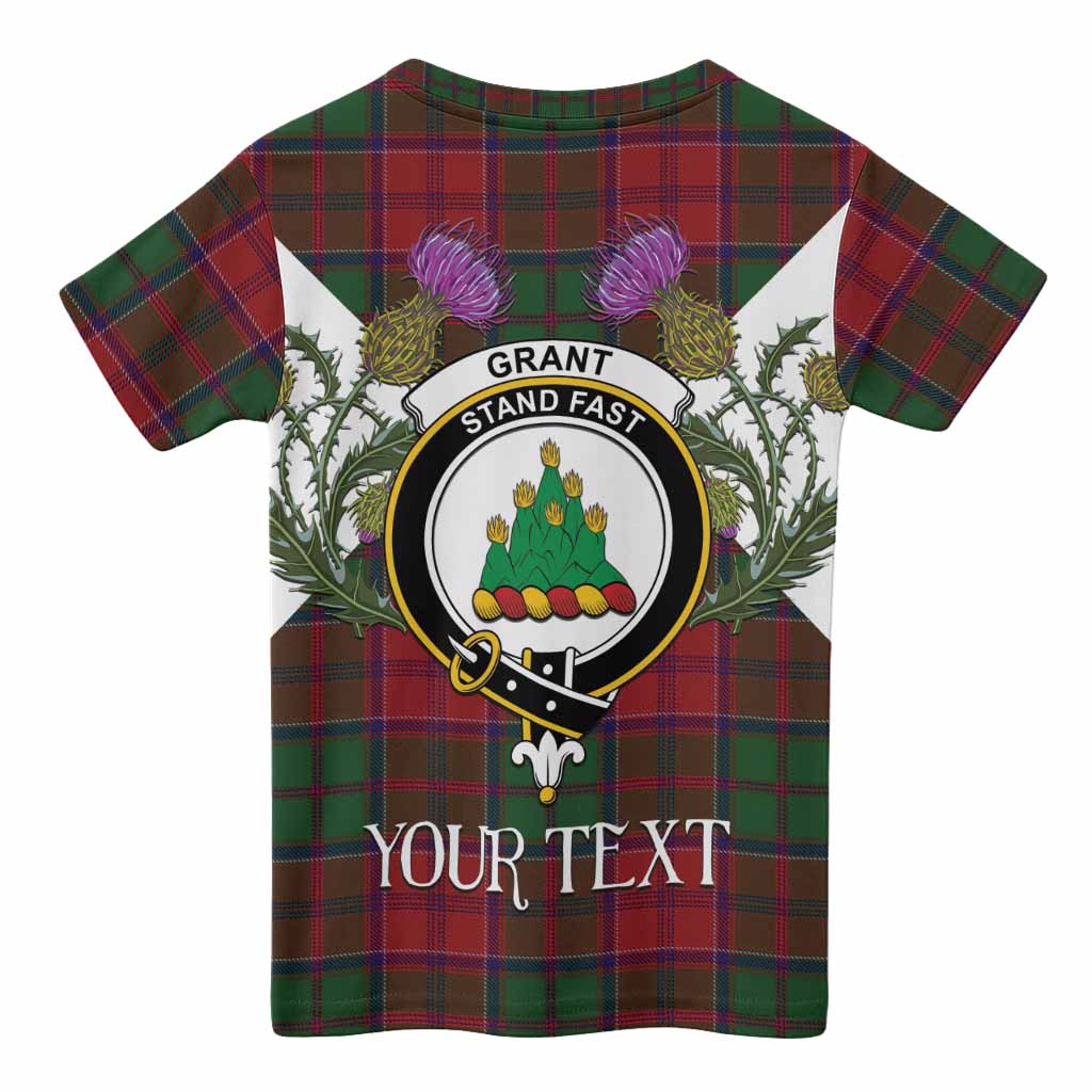 Grant Tartan Family Crest Kid T-shirt Scottish Burns Night Thistle Floral