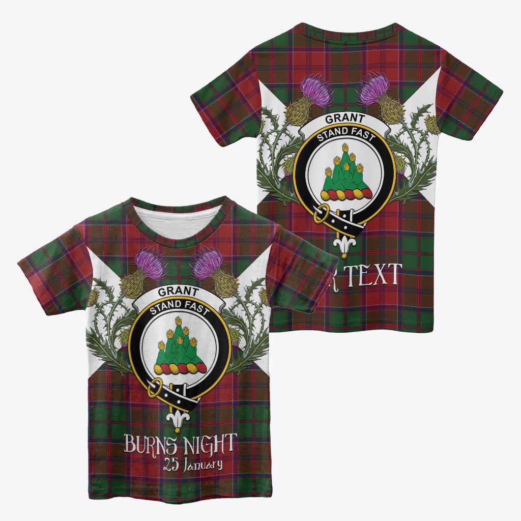 Grant Tartan Family Crest Kid T-shirt Scottish Burns Night Thistle Floral