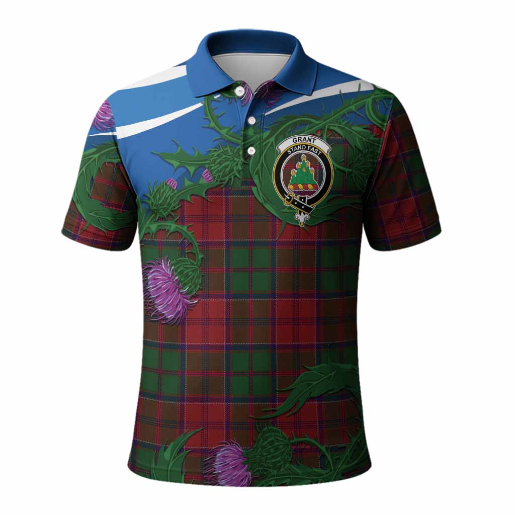 Grant Tartan Family Crest Polo Shirt Thistle in Minimalism