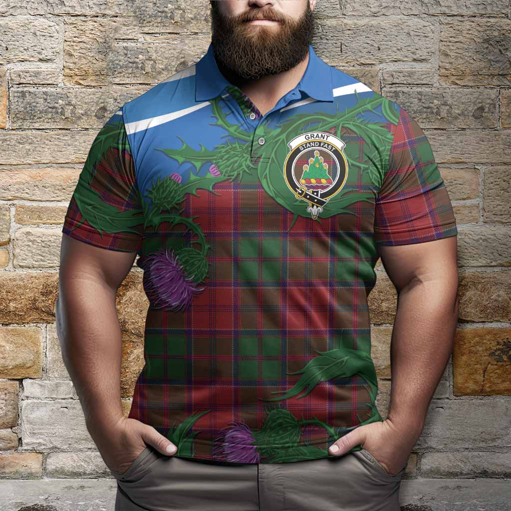 Grant Tartan Family Crest Polo Shirt Thistle in Minimalism