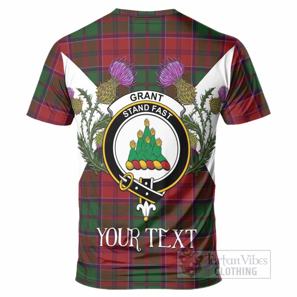 Grant Tartan Family Crest T-Shirt Scottish Burns Night Thistle Floral