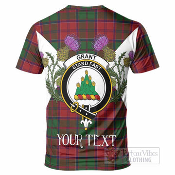 Grant Tartan Family Crest T-Shirt Scottish Burns Night Thistle Floral