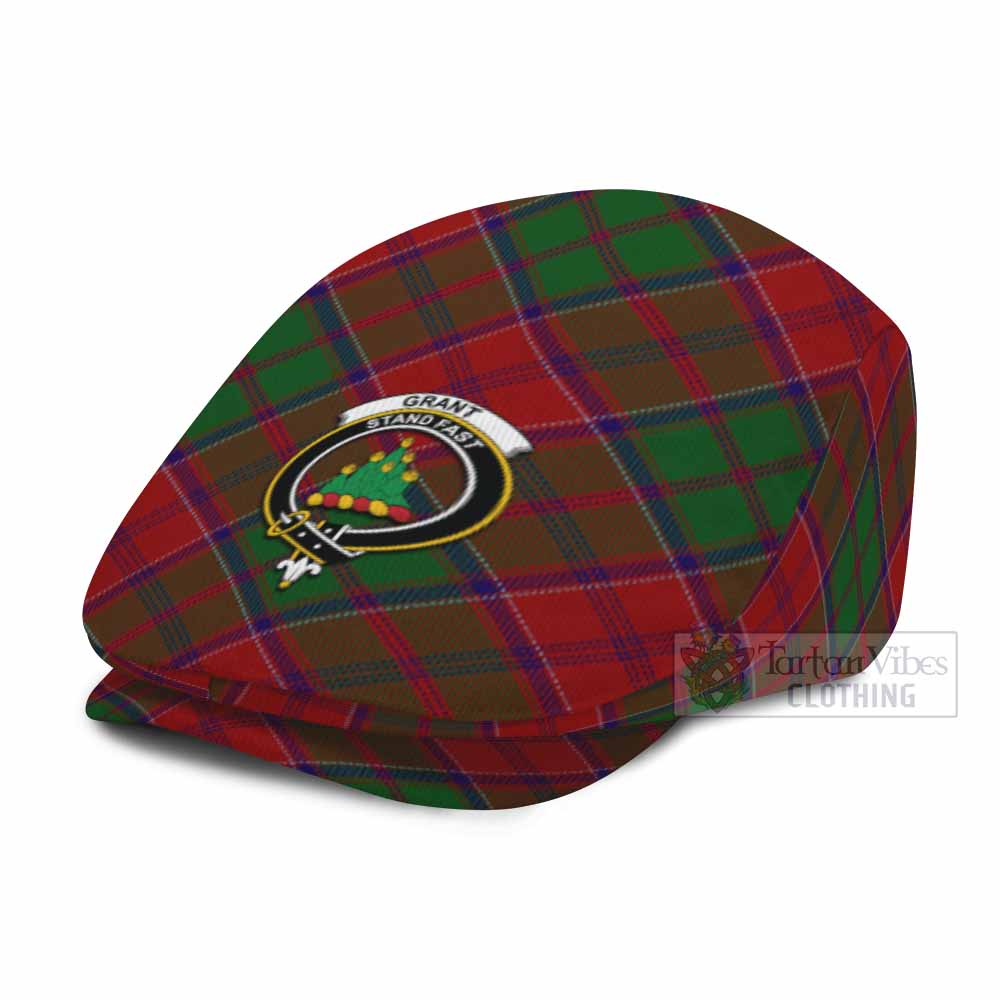 Grant Tartan Flat Cap, Jeff Cap Cross Style with Family Crest - Tartan Vibes Clothing