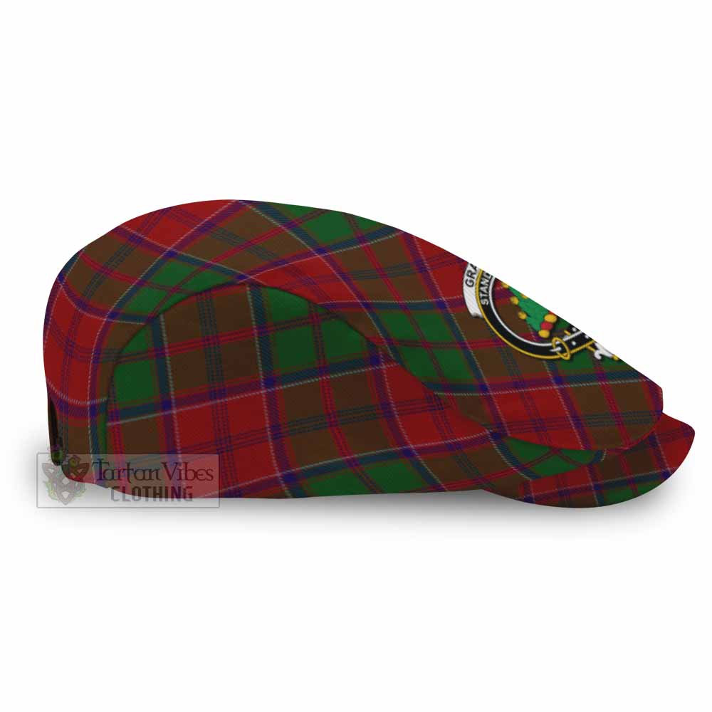 Grant Tartan Flat Cap, Jeff Cap Cross Style with Family Crest - Tartan Vibes Clothing