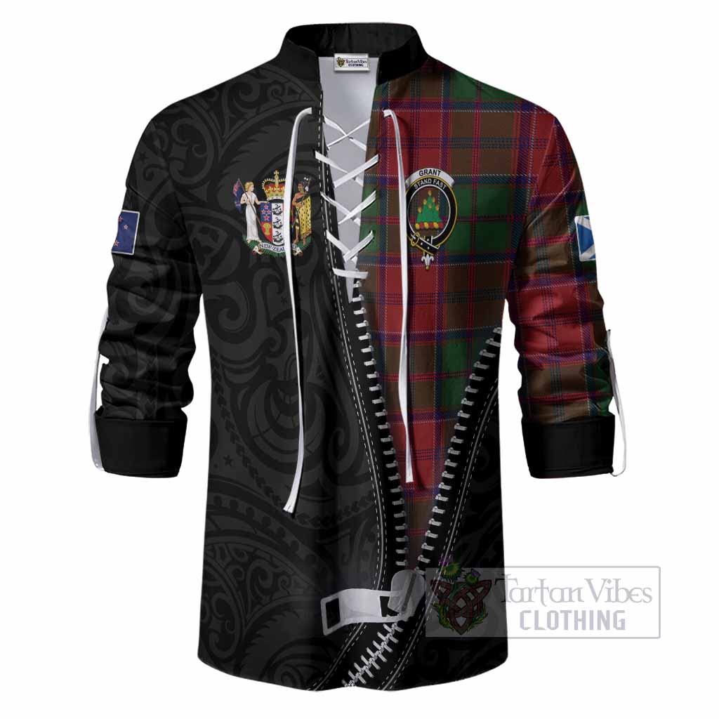 Grant Tartan Ghillie Shirt New Zealand Pattern Unique Zipper Stylized