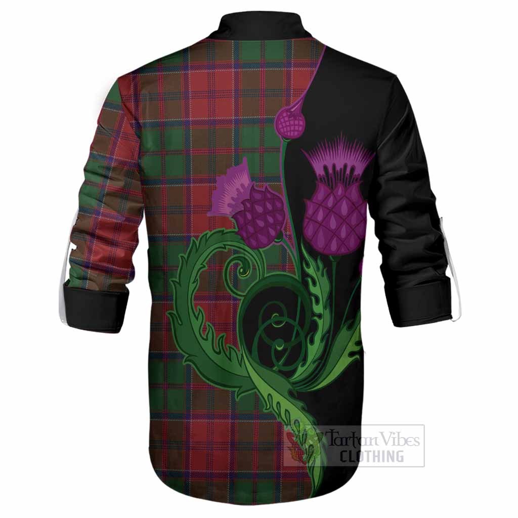 Grant Tartan Ghillie Shirt Traditional Scottish Thistle