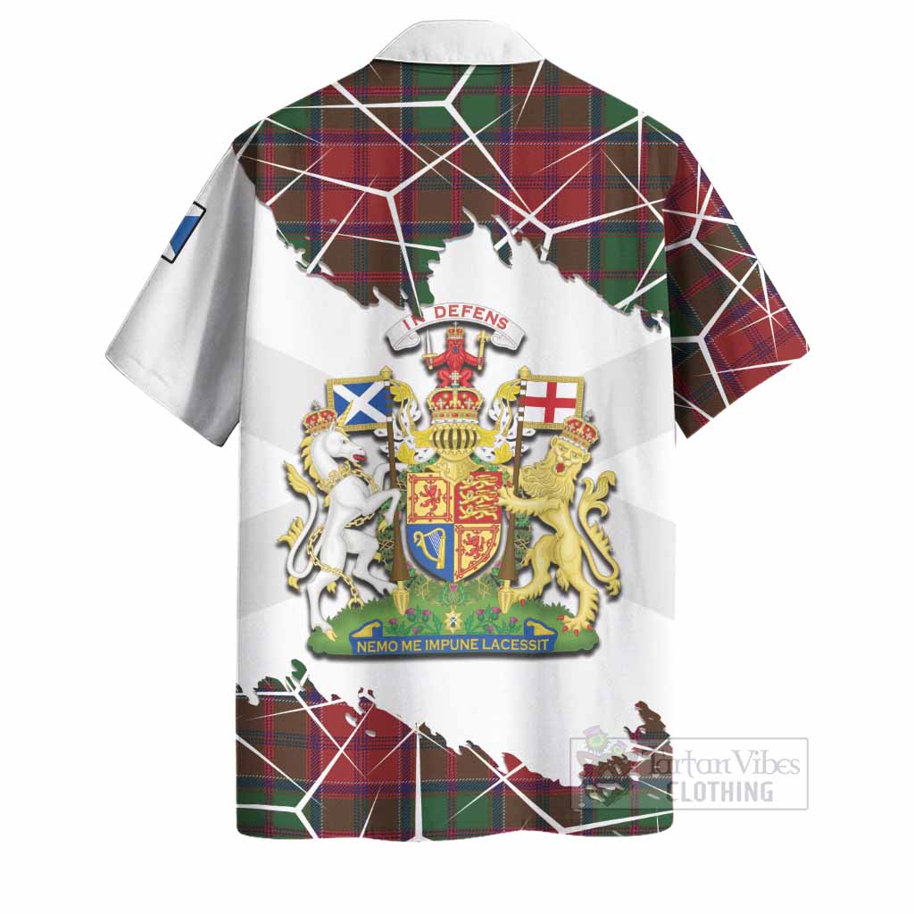 Grant Tartan Hawaiian Shirt with Family Crest and Lion Rampant Grunge Style
