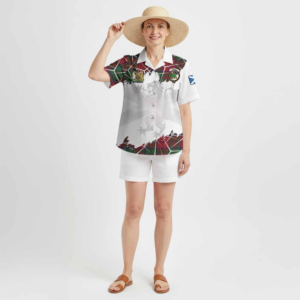 Grant Tartan Hawaiian Shirt with Family Crest and Lion Rampant Grunge Style