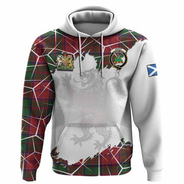 Grant Tartan Hoodie with Family Crest and Lion Rampant Grunge Style