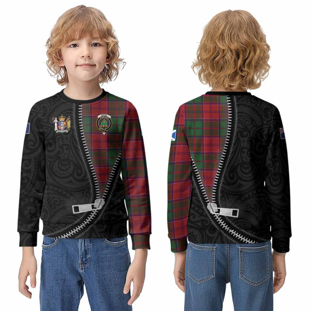 Grant Tartan Kid Knitted Sweatshirt New Zealand Pattern Unique Zipper Stylized