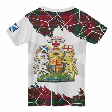 Grant Tartan Kid T-shirt with Family Crest and Lion Rampant Grunge Style