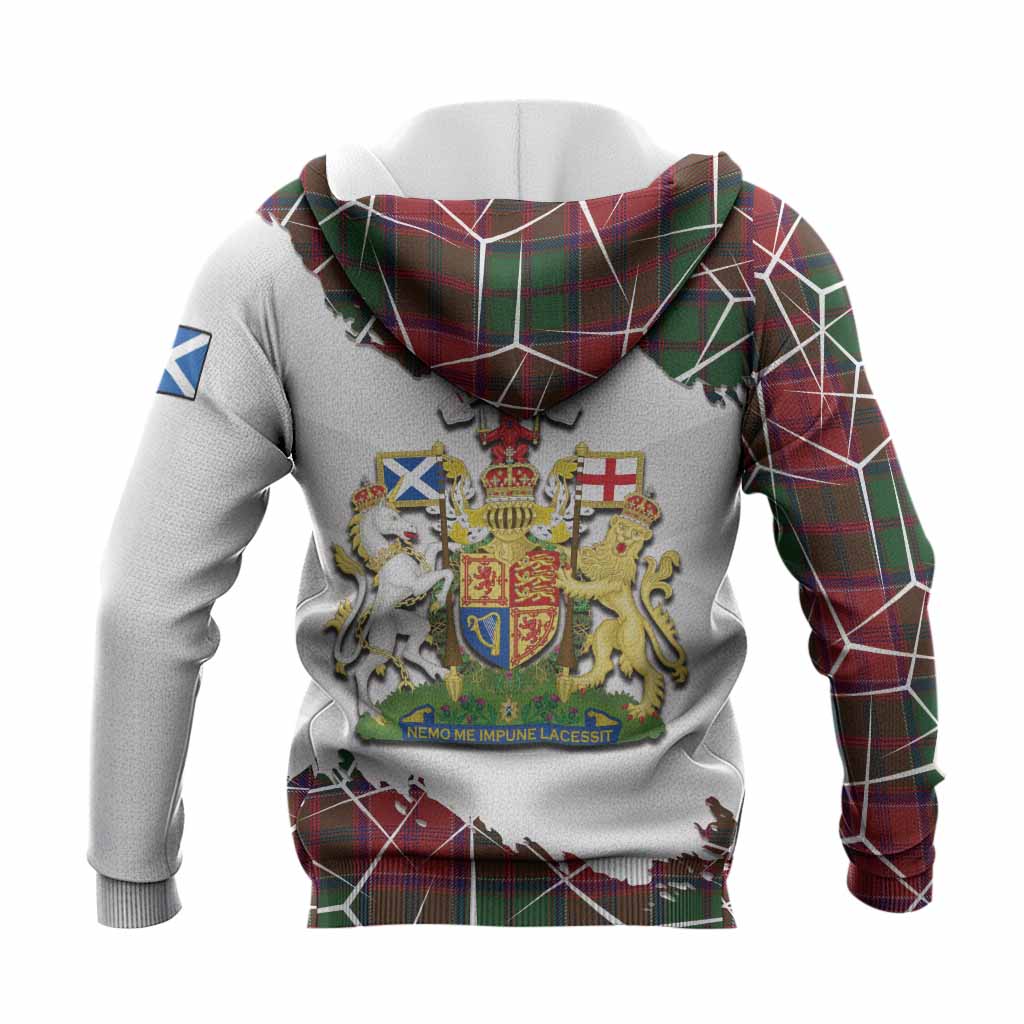 Grant Tartan Knitted Hoodie with Family Crest and Lion Rampant Grunge Style