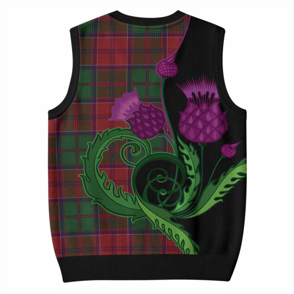 Grant Tartan Knitted V-Neck Vest Traditional Scottish Thistle