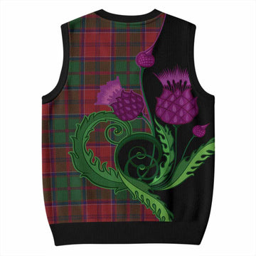 Grant Tartan Knitted V-Neck Vest Traditional Scottish Thistle