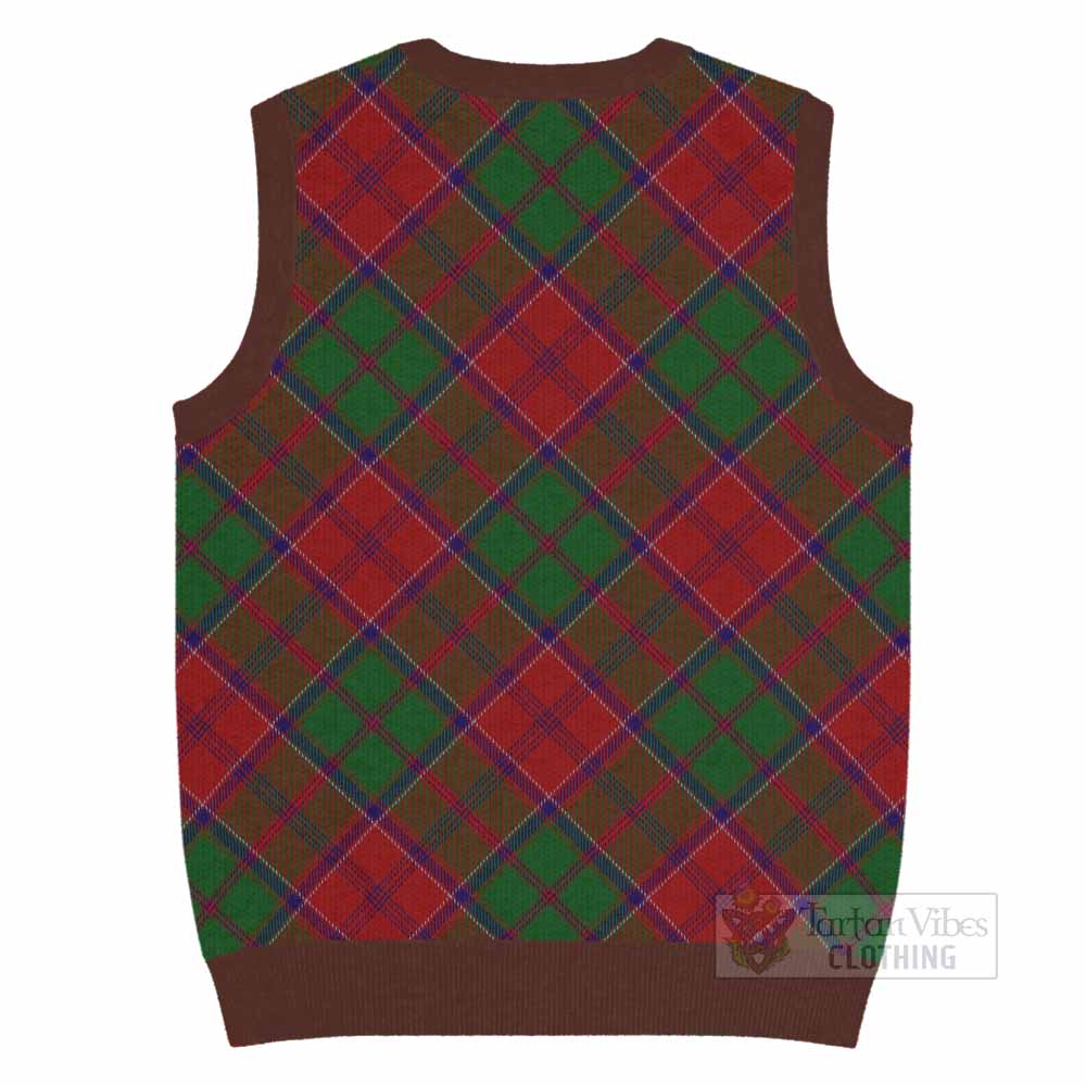 Grant Tartan Knitted V-Neck Vest with Family Crest Cross Style