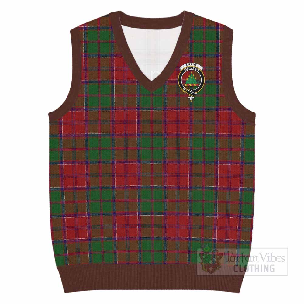 Grant Tartan Knitted V-Neck Vest with Family Crest - Tartan Vibes Clothing