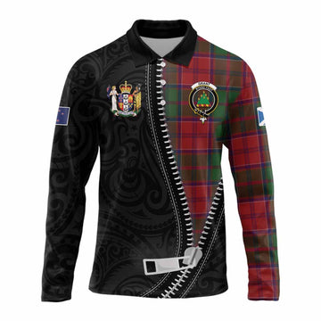 Grant Tartan Long Sleeve Polo Shirt New Zealand Pattern Unique Zipper Stylized