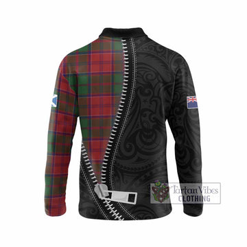 Grant Tartan Long Sleeve Polo Shirt New Zealand Pattern Unique Zipper Stylized