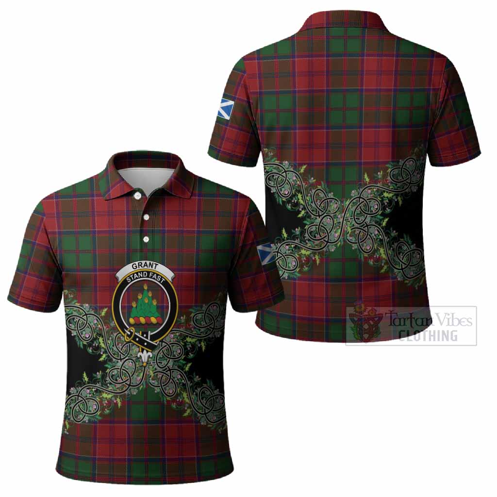 Grant Tartan Polo Shirt Thistle Scottish Spirit