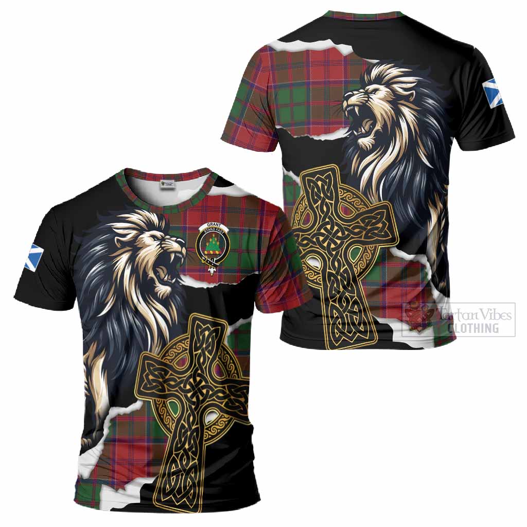 Grant Tartan Scottish T-Shirt Lion Celtic Heritage