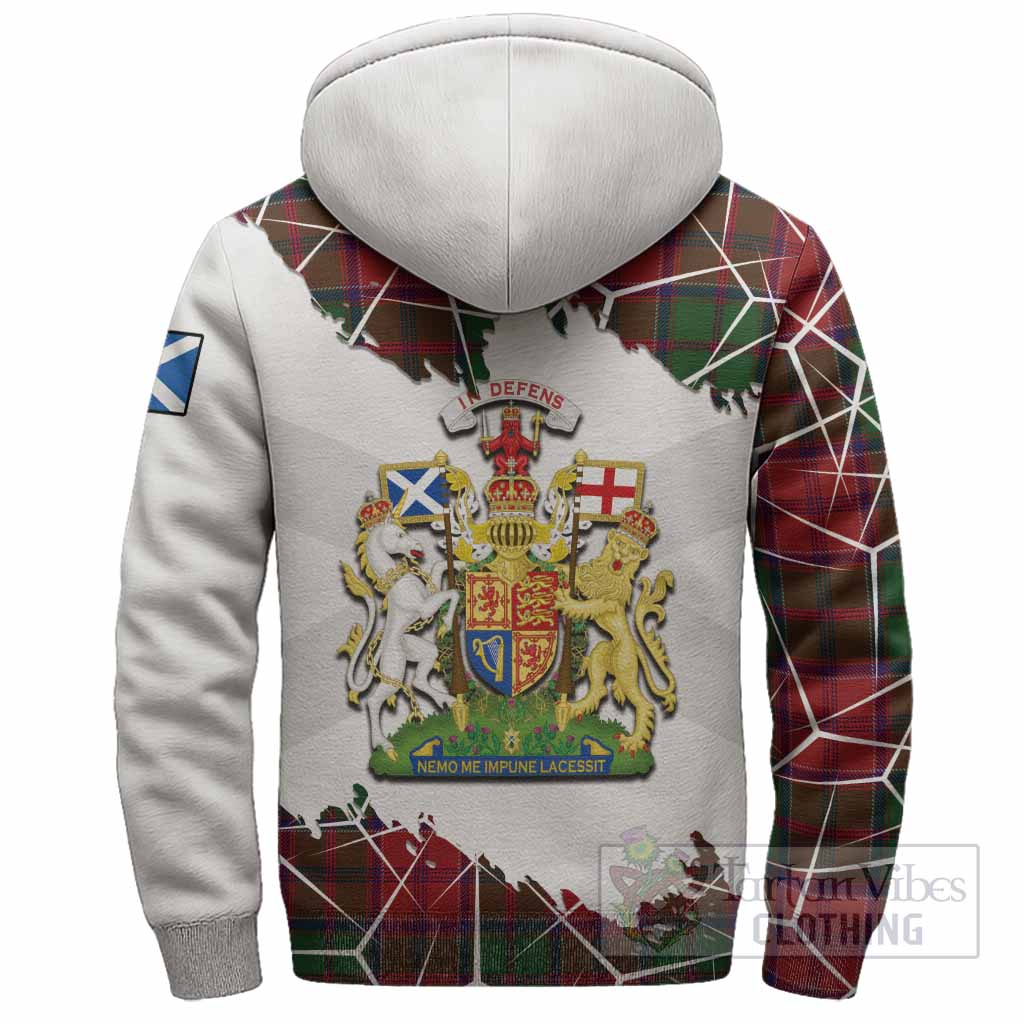Grant Tartan Sherpa Hoodie with Family Crest and Lion Rampant Grunge Style