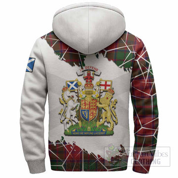 Grant Tartan Sherpa Hoodie with Family Crest and Lion Rampant Grunge Style