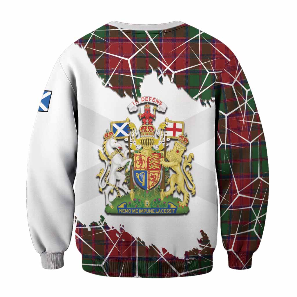 Grant Tartan Sweatshirt with Family Crest and Lion Rampant Grunge Style