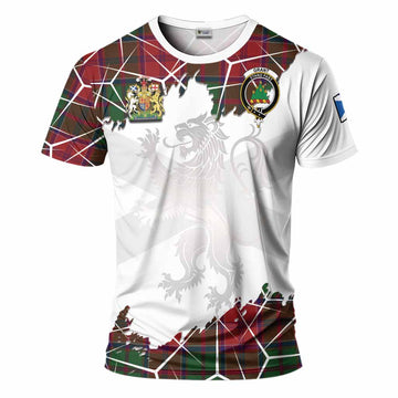 Grant Tartan T-Shirt with Family Crest and Lion Rampant Grunge Style