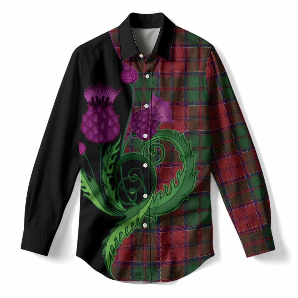 Grant Tartan Women Casual Shirt Traditional Scottish Thistle