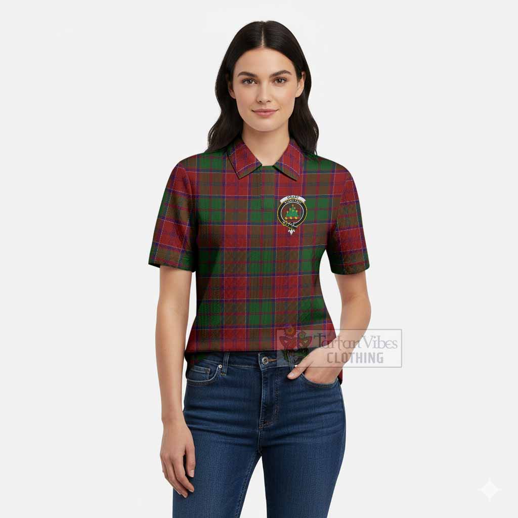 Grant Tartan Women’s Polo Sweater Top with Family Crest