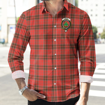 Grant Weathered Tartan Long Sleeve Button Up Shirt with Family Crest
