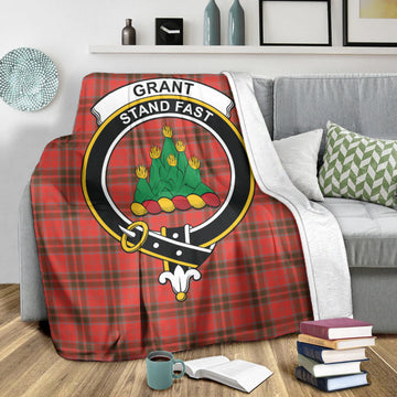 Grant Weathered Tartan Blanket with Family Crest