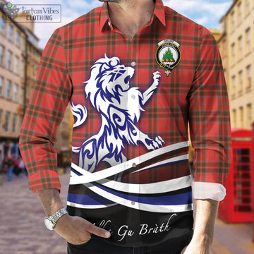 Grant Weathered Tartan Long Sleeve Button Up Shirt with Alba Gu Brath Regal Lion Emblem