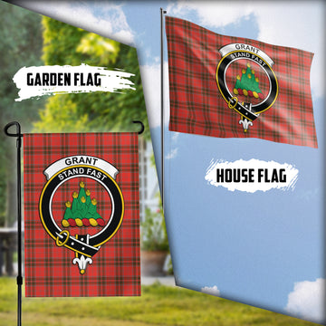 Grant Weathered Tartan Flag with Family Crest