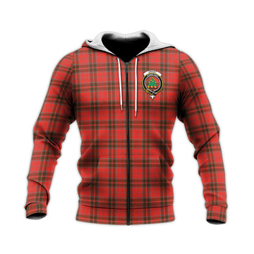 Grant Weathered Tartan Knitted Hoodie with Family Crest