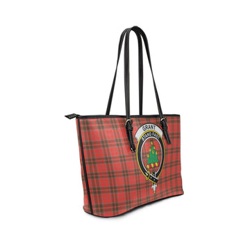 Grant Weathered Tartan Leather Tote Bag with Family Crest