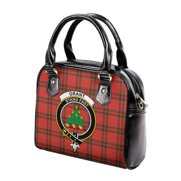 Grant Weathered Tartan Shoulder Handbags with Family Crest