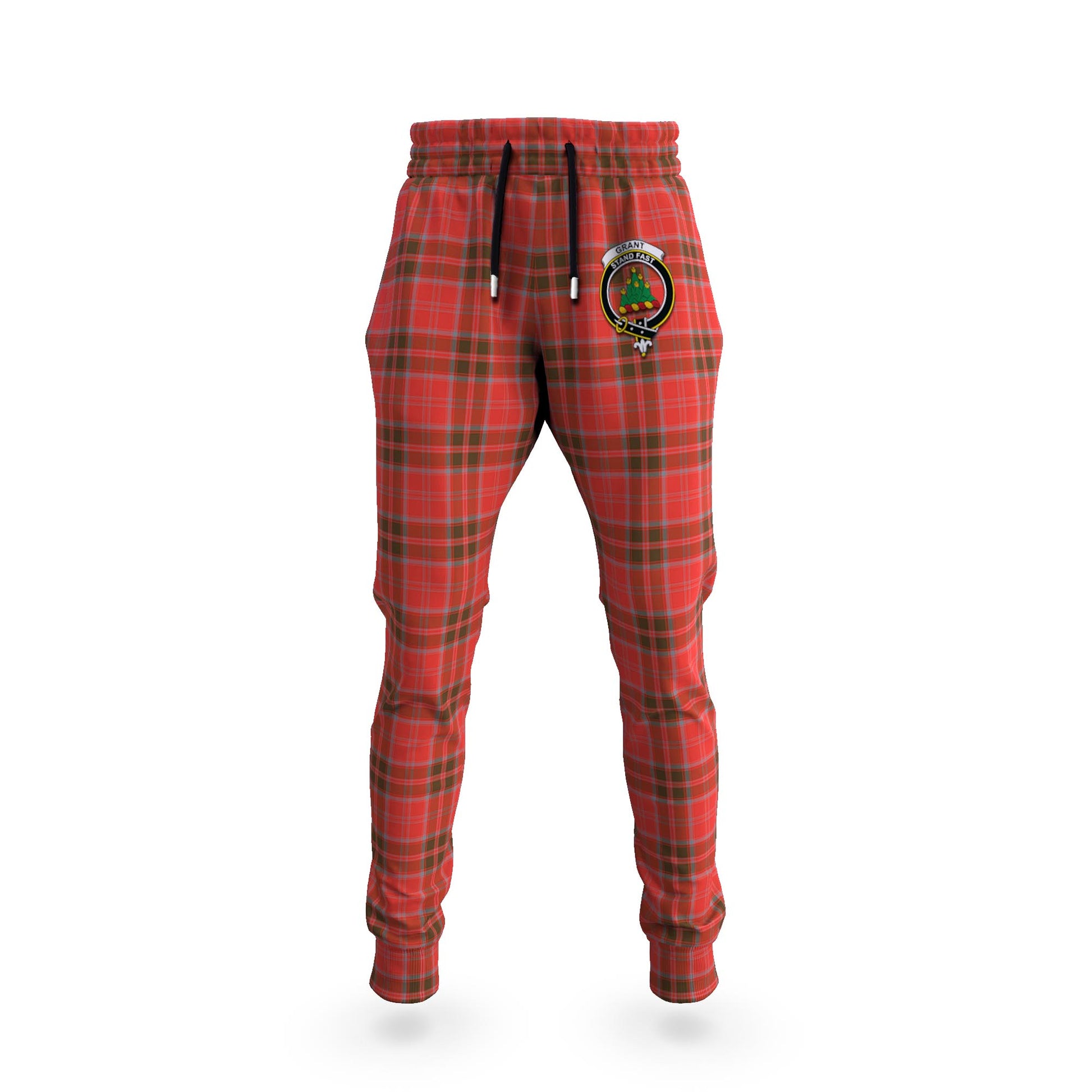 Grant Weathered Tartan Joggers Pants with Family Crest - Tartanvibesclothing