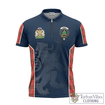 Grant Weathered Tartan Zipper Polo Shirt with Family Crest and Lion Rampant Vibes Sport Style