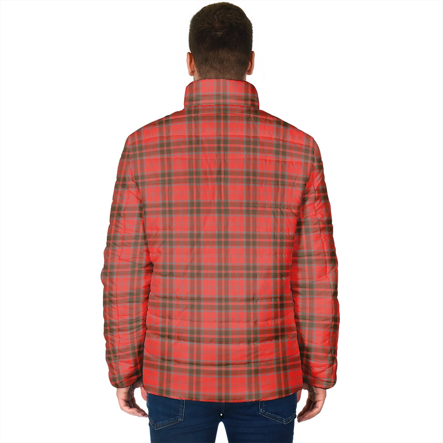 Grant Weathered Tartan Padded Jacket with Family Crest - Tartanvibesclothing