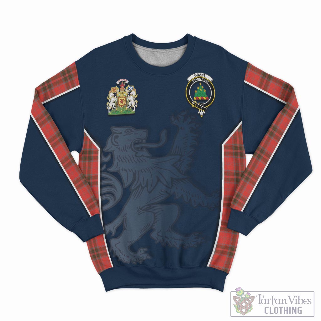 Tartan Vibes Clothing Grant Weathered Tartan Sweater with Family Crest and Lion Rampant Vibes Sport Style