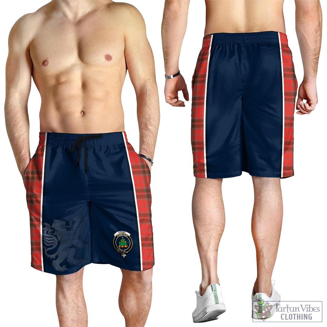 Tartan Vibes Clothing Grant Weathered Tartan Men's Shorts with Family Crest and Lion Rampant Vibes Sport Style