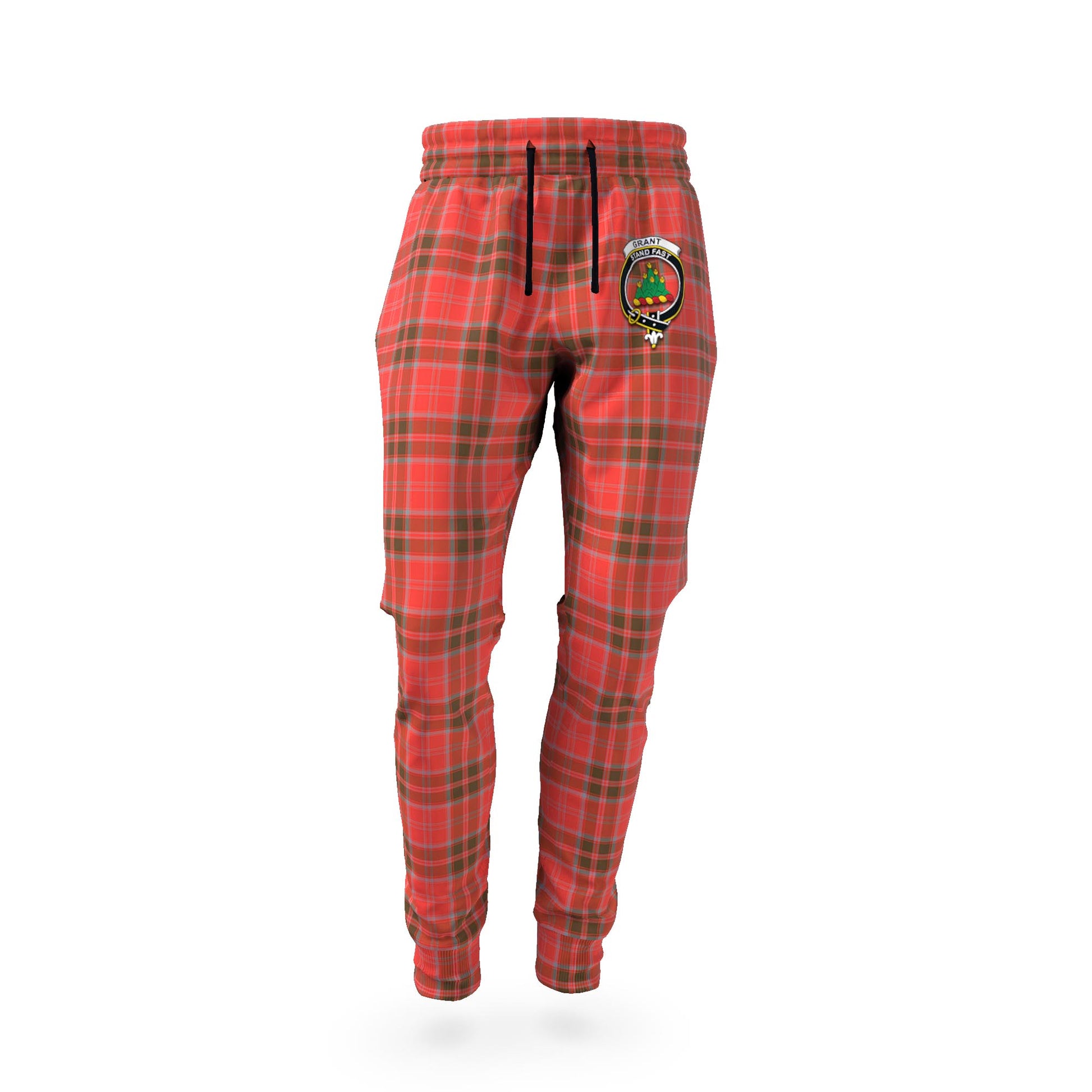 Grant Weathered Tartan Joggers Pants with Family Crest - Tartanvibesclothing